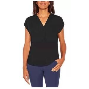 Banana Republic Women's Short Sleeve V-Neck Blouse, Black, Size Large AI9 AK